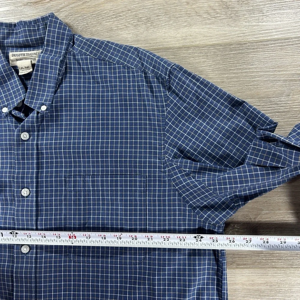 Duluth Trading Co. Mens XL‎ TWrinkle Fighter Plaid 100% Cotton Button Up Shirt